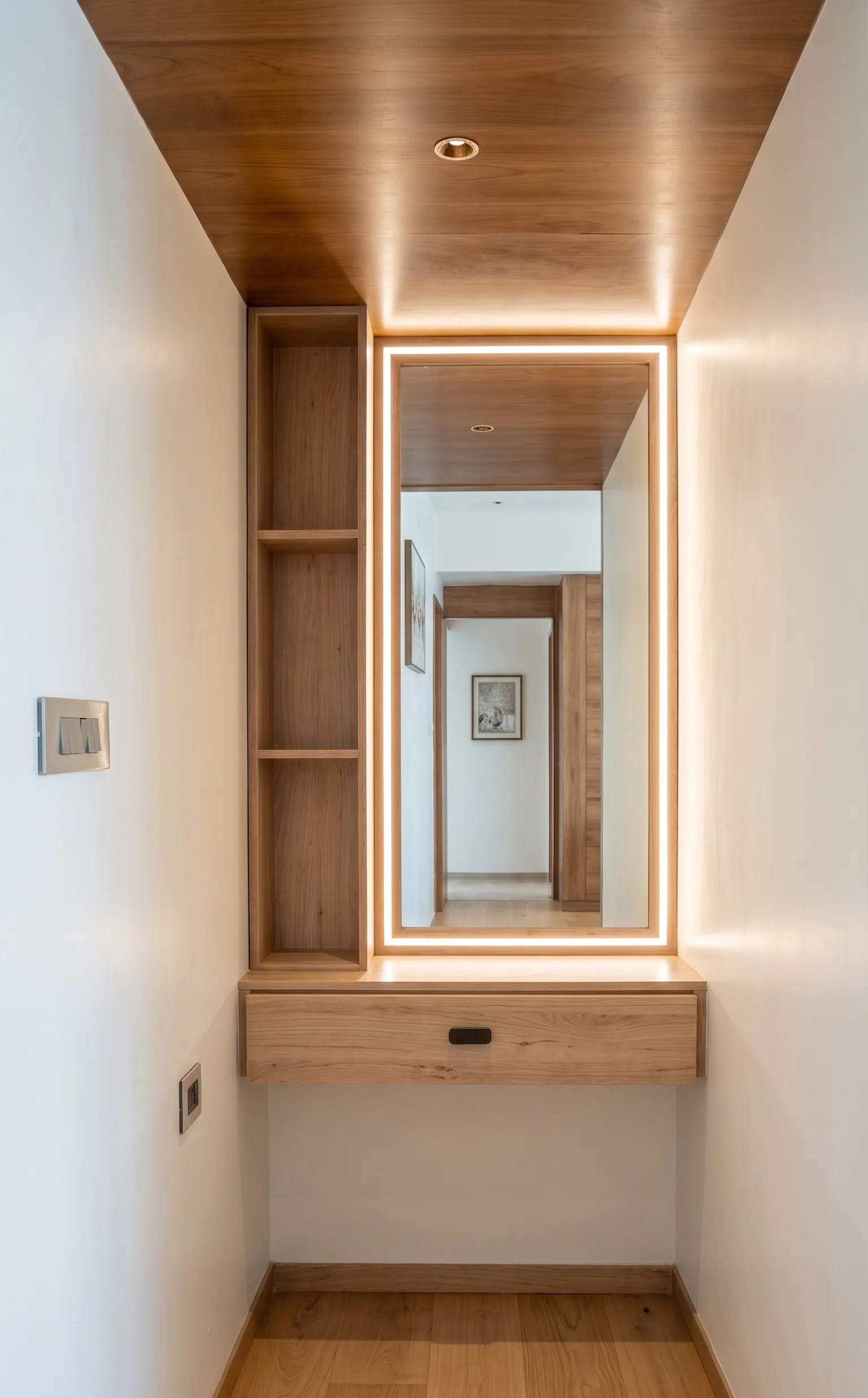 Stylish bedroom design with integrated wardrobe unit