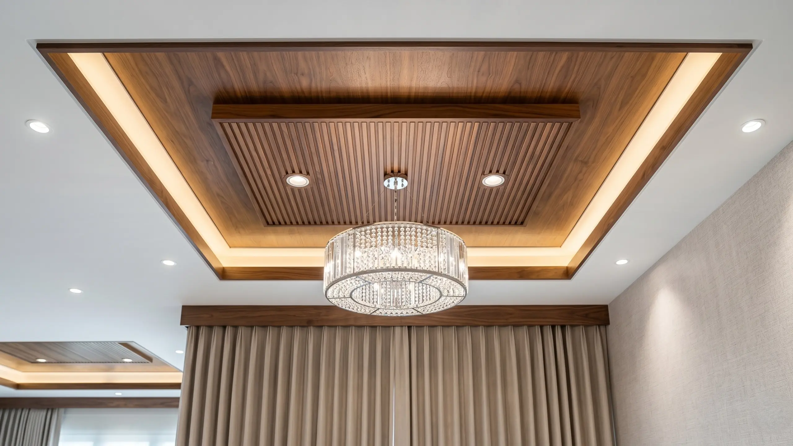 Elegant Ceiling Design with Crystal Chandelier