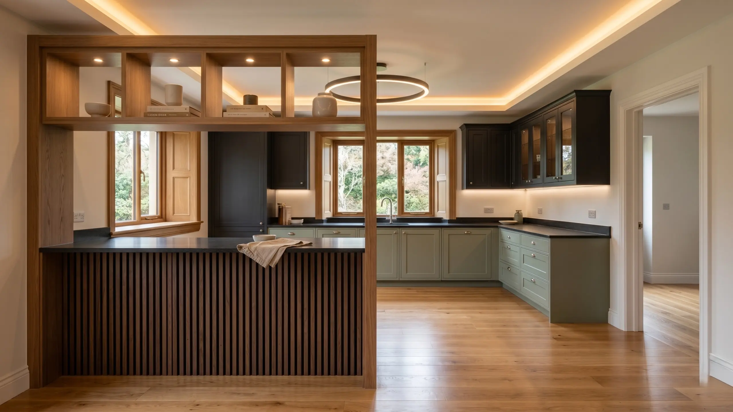 Modern Kitchen with Wood Partition