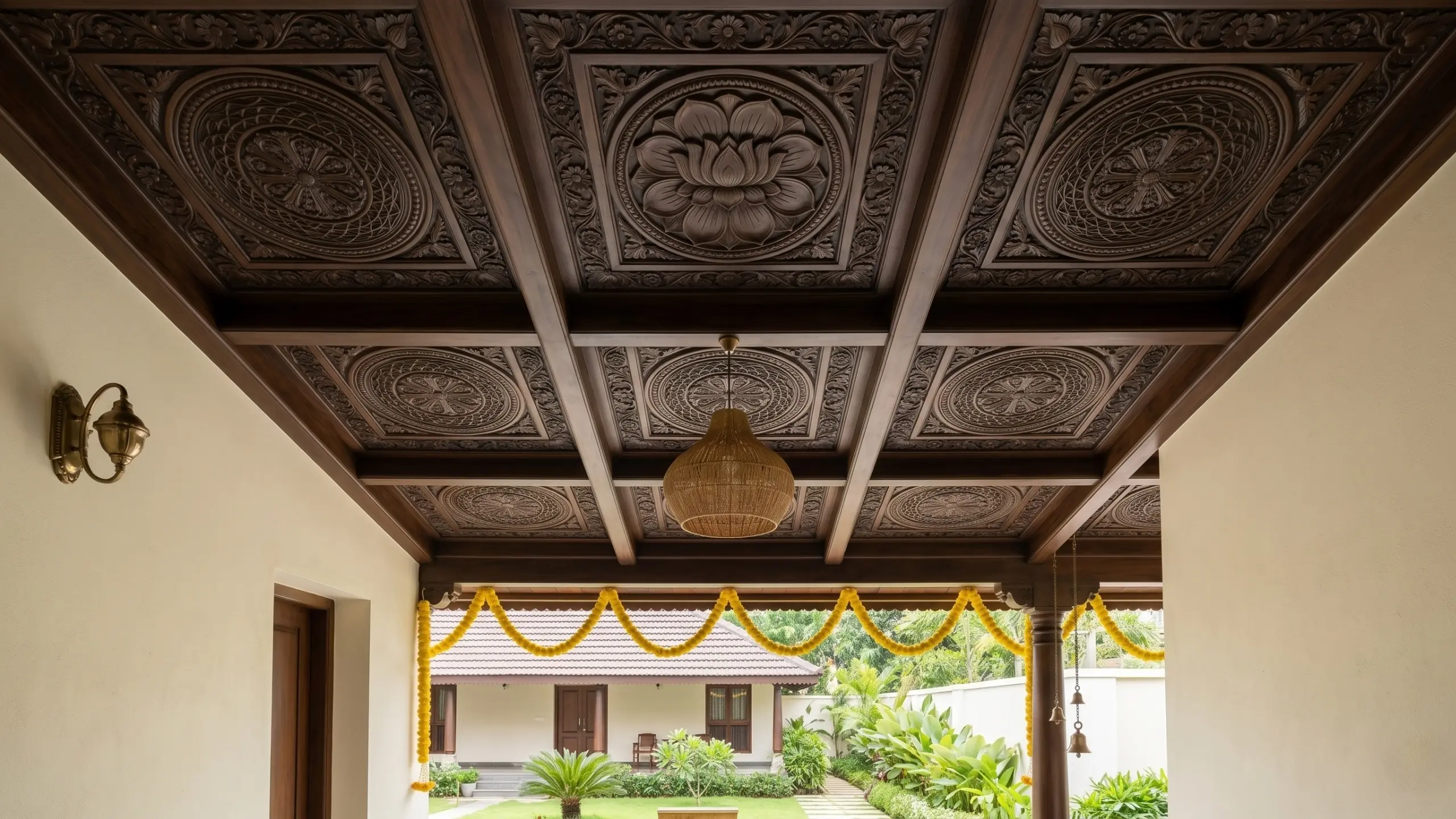 Traditional Carved Ceiling with Courtyard