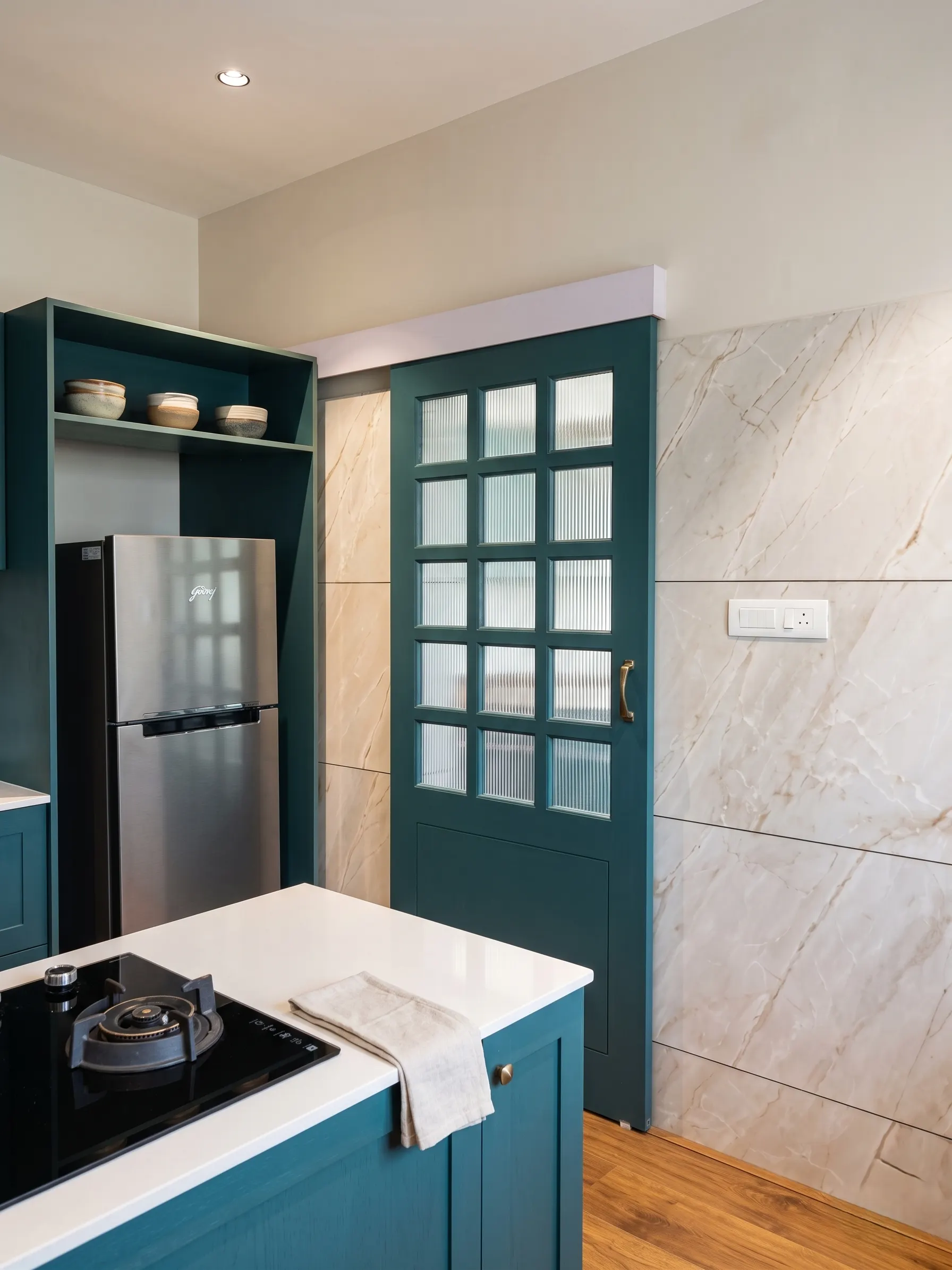 Sleek modular kitchen layout with premium fittings