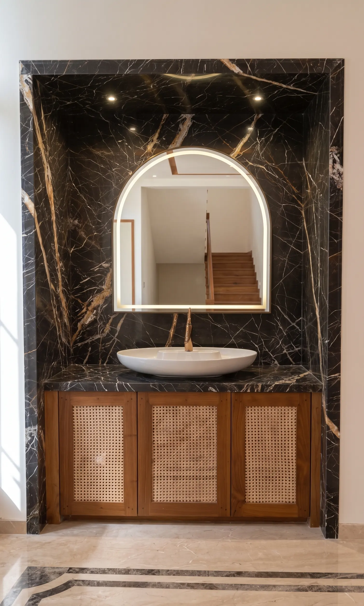 Luxury kitchen design with ambient lighting