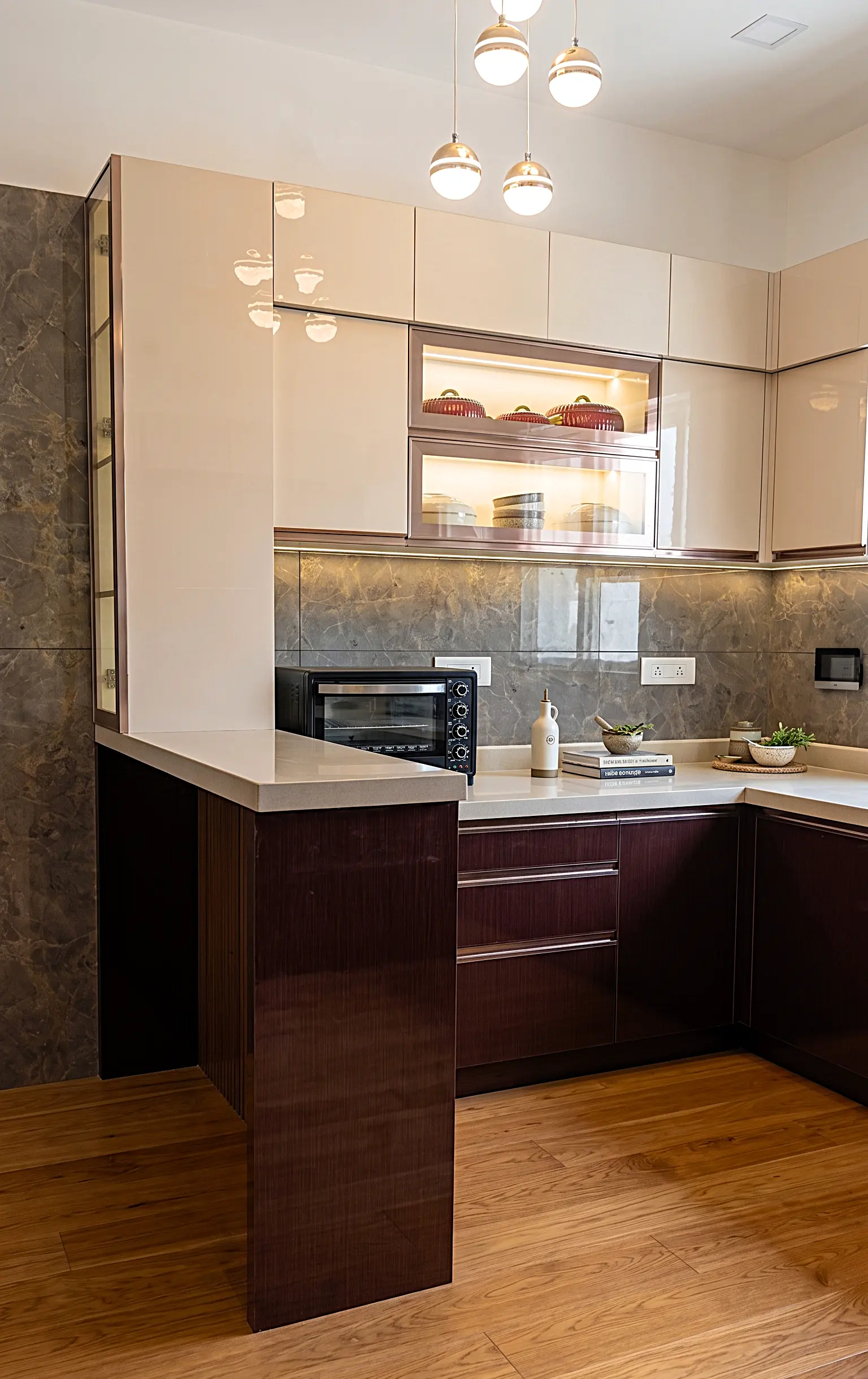 Spacious kitchen interior with island and modern appliances