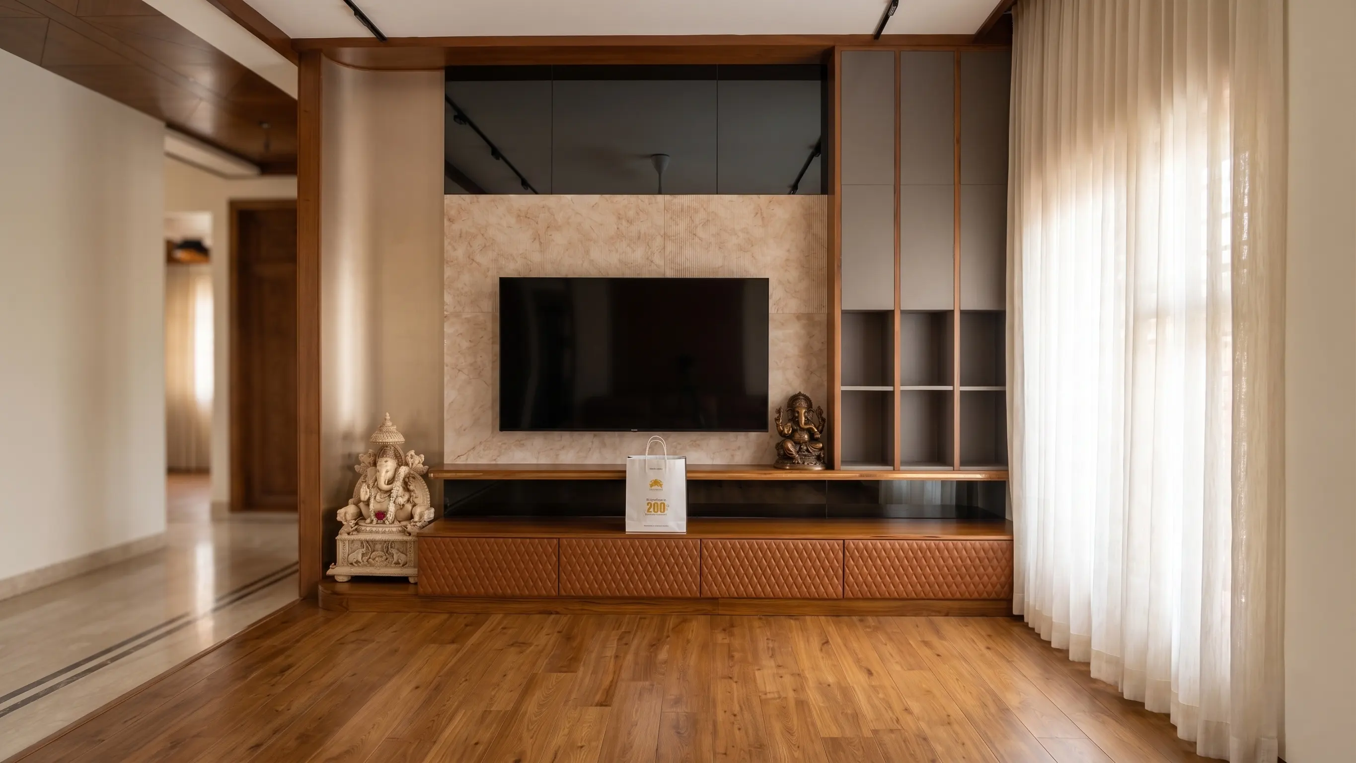 Luxury living space with curated furniture and art